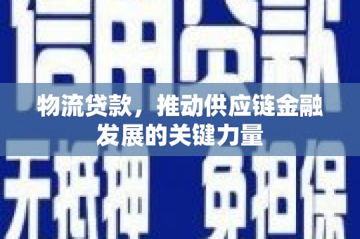 神农架物流贷款，推动供应链金融发展的关键力量
