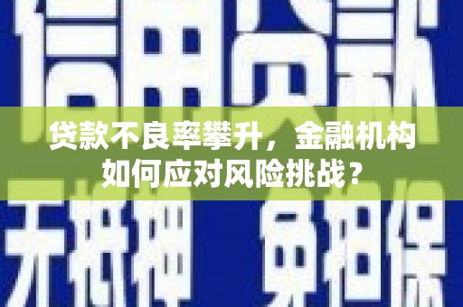 神农架贷款不良率攀升，金融机构如何应对风险挑战？
